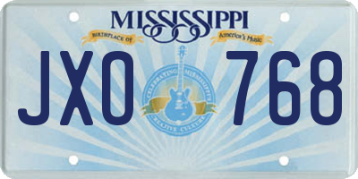 MS license plate JXO768