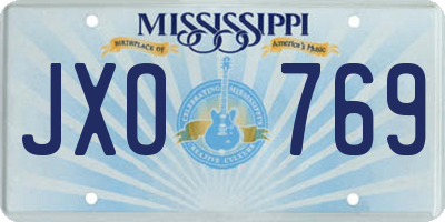 MS license plate JXO769