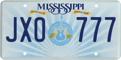 MS license plate JXO777
