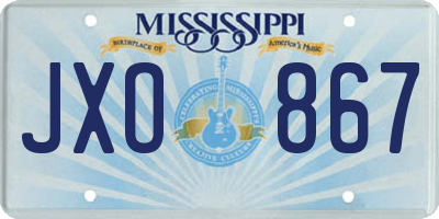 MS license plate JXO867