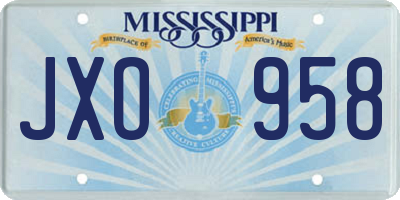 MS license plate JXO958
