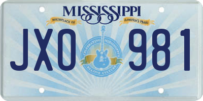MS license plate JXO981