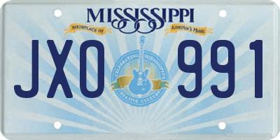 MS license plate JXO991