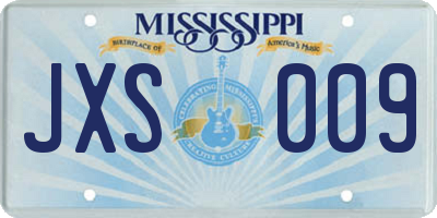 MS license plate JXS009