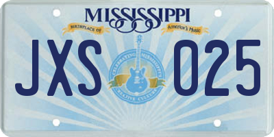 MS license plate JXS025