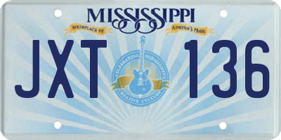 MS license plate JXT136