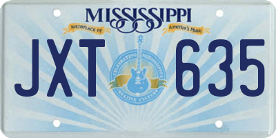 MS license plate JXT635