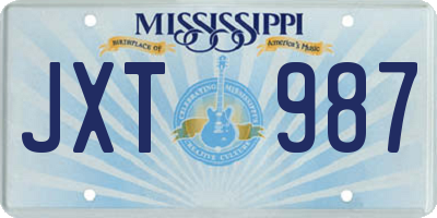 MS license plate JXT987