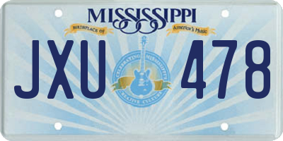MS license plate JXU478