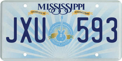 MS license plate JXU593