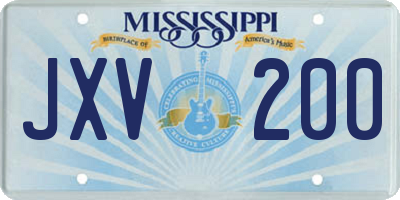 MS license plate JXV200