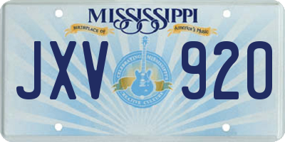 MS license plate JXV920