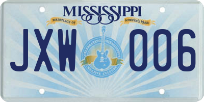 MS license plate JXW006