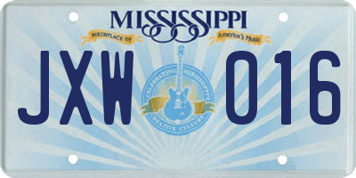 MS license plate JXW016