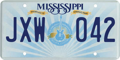 MS license plate JXW042