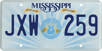 MS license plate JXW259