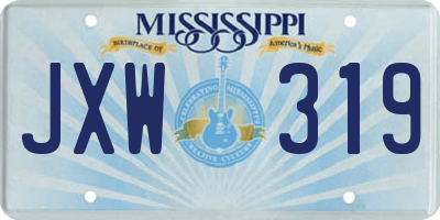 MS license plate JXW319