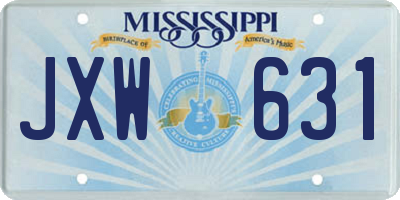 MS license plate JXW631