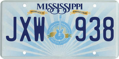 MS license plate JXW938