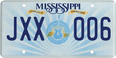 MS license plate JXX006