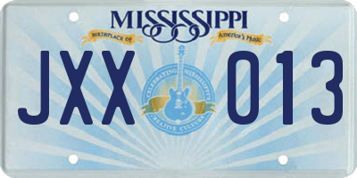 MS license plate JXX013