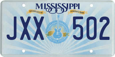 MS license plate JXX502