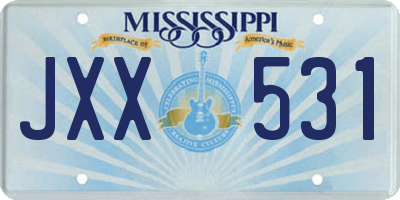 MS license plate JXX531