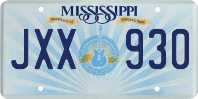 MS license plate JXX930