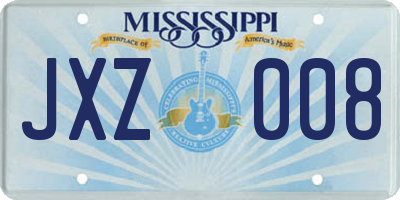 MS license plate JXZ008