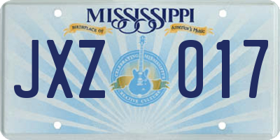 MS license plate JXZ017