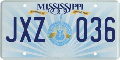 MS license plate JXZ036