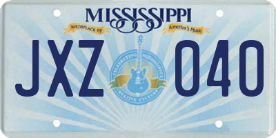 MS license plate JXZ040