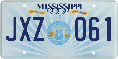 MS license plate JXZ061
