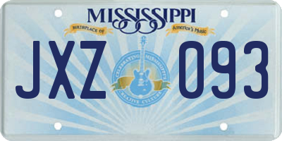 MS license plate JXZ093