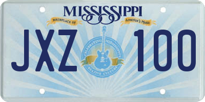MS license plate JXZ100