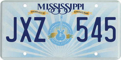 MS license plate JXZ545