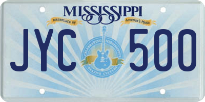 MS license plate JYC500