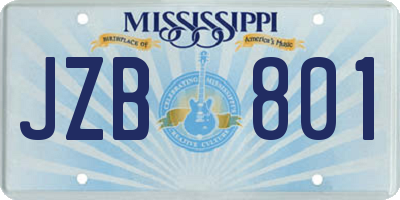 MS license plate JZB801