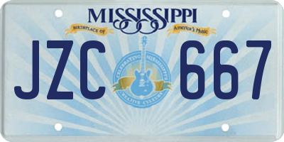 MS license plate JZC667