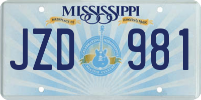 MS license plate JZD981