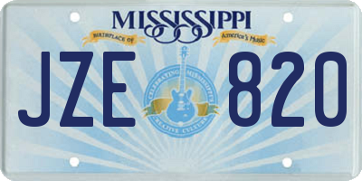 MS license plate JZE820