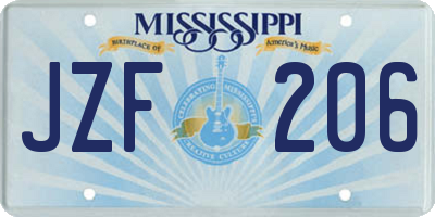 MS license plate JZF206