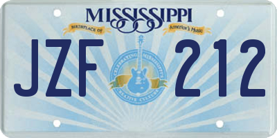 MS license plate JZF212