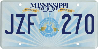 MS license plate JZF270