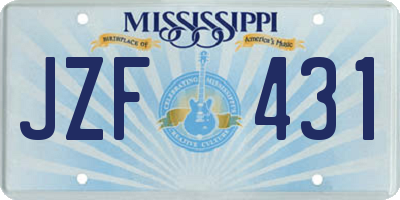 MS license plate JZF431