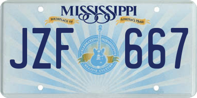 MS license plate JZF667