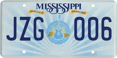 MS license plate JZG006