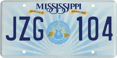 MS license plate JZG104