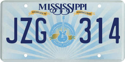 MS license plate JZG314