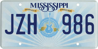 MS license plate JZH986